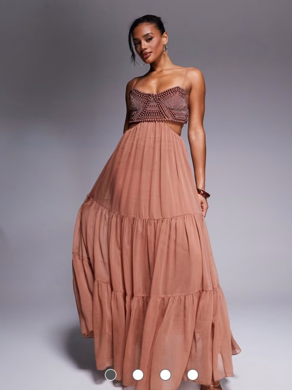 ASOS Dusty Rose Tiered Maxi Skirt